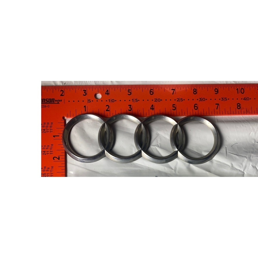 Audi 4-Ring Logo Emblem Badge Silver Metallic Replacement Trim 7.25 Inch